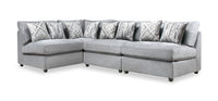  Sofa sectionnel modulaire Evolve de Scott Living 4 pièces en tissu d’apparence lin avec coussins en duvet et plumes - gris