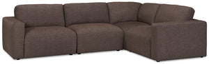 Sofa sectionnel modulaire Lotus 4 pièces en chenille - café