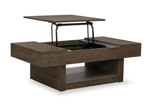 Table à café moderne Tilson de 52 po avec dessus relevable, rangement, tablette et roulettes - bronze urbain