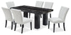 Ensemble de salle à manger Burk 7 pièces avec table de 72 po (L) à dessus en résine en imitation de marbre et 6 chaises - noir et blanc