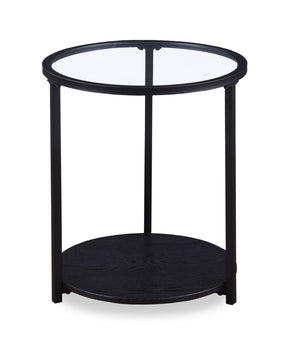 Table de bout moderne Kendal ronde de 20 po avec dessus en verre - noire