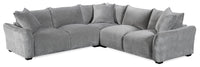  Sofa sectionnel Reflect 3 pièces en tissu de chenille gris avec coussins de dossier réversibles et pattes en bois