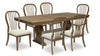 Ensemble de salle à manger Clara 7 pièces avec table, rallonge de 68 po à 86 po (L), base à tréteaux et 6 chaises - brun