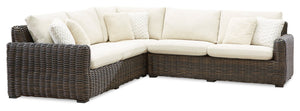 Ensemble Halifax 3 pièces pour la terrasse à l’extérieur avec 2 causeuses et fauteuil en coin - brun et beige