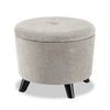 Pouf de rangement rond Winnipeg de 17,5 po en tissu - gris