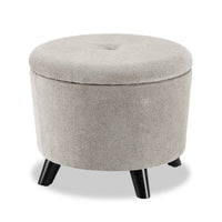  Pouf de rangement Winnipeg rond en tissu - gris