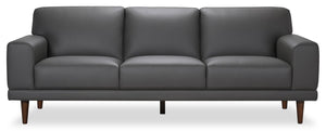 Sofa Holly de 85 po en cuir véritable de qualité supérieure - gris anthracite