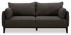 Sofa Gena Cindy Crawford Home de 85 po de format condo en tissu d’apparence lin gris anthracite avec coussins de dossier amovibles