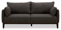  Sofa Gena Cindy Crawford Home de 85 po de format condo en tissu d’apparence lin gris anthracite avec coussins de dossier amovibles