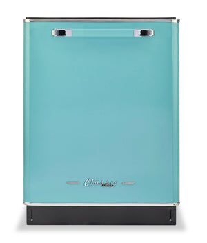 Lave-vaisselle Classic Rétro par Unique de 24 po et de 45 dBA avec commandes sur le dessus - turquoise brume marine - UGP-24CR DW T