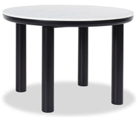  Table de salle à manger ronde Jolie de 45 po (L) avec dessus en imitation de marbre et mélamine - blanche et noire