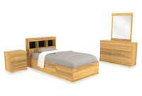  Ensemble de chambre à coucher Riley 6 pièces avec lit matelot simple et tête de lit - naturel