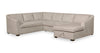 Sofa-lit sectionnel de droite Envy 3 pièces en tissu de chenille avec fauteuil long de rangement - beige amande