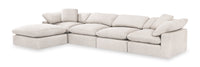  Sofa sectionnel modulaire Eclipse 5 pièces en tissu d'apparence lin avec pouf - lin