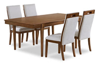  Ensemble de salle à manger Ember 5 pièces avec table, 74 po à 92 po (L), et 4 chaises - gris et brun