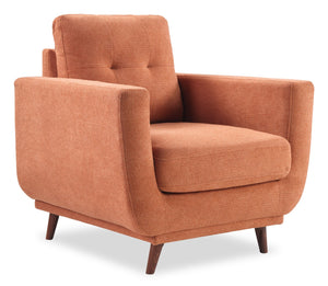 Fauteuil Cosmo de 34 po en tissu avec coussin de dossier capitonné - orangé