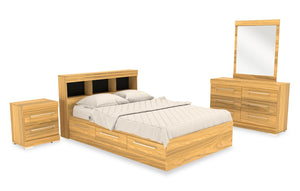 Ensemble de chambre à coucher Riley 6 pièces avec lit matelot double et tête de lit - naturel