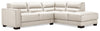 Sofa sectionnel de droite Citadel 2 pièces en cuir véritable de qualité supérieure avec pattes en bois - blanc givré