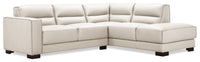  Sofa sectionnel de droite Citadel 2 pièces en cuir véritable de qualité supérieure avec pattes en bois - blanc givré