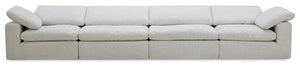 Sofa sectionnel modulaire Sky 4 pièces en tissu avec coussins amovibles en duvet et plumes - blé Nathan