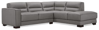  Sofa sectionnel de droite Citadel 2 pièces en cuir véritable de qualité supérieure avec pattes en hévéa - gris