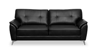  Sofa Carson de 78,7 po en tissu d’apparence cuir avec capitonnage et pattes en métal - noir