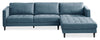 Sofa sectionnel de droite Metro 2 pièces en tissu avec fauteuil long et coussins de siège capitonnés - bleu denim