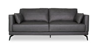  Sofa Melrose de 84,5 po en cuir véritable de qualité supérieure avec coussins de dossier réversibles et pattes en métal - gris