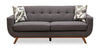 Sofa Freeman de Kort & Co. de format condo de 80 po en tissu d’apparence lin gris anthracite avec base et pattes en bois