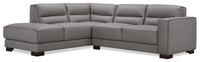  Sofa sectionnel de gauche Citadel 2 pièces en cuir véritable de qualité supérieure avec pattes en hévéa - gris