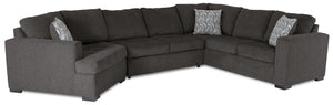 Sofa-lit sectionnel de gauche Legend 3 pièces en chenille avec fauteuil enveloppant - étain