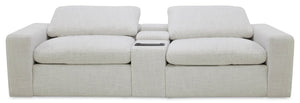 Sofa sectionnel à inclinaison électrique modulaire Sky 3 pièces en tissu avec console et coussins en duvet et plumes - blé Nathan