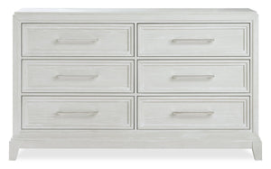 Commode Vida de 66 po (L) x 40 po (H) à 6 tiroirs pour la chambre à coucher - blanche