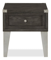  Table de bout industrielle London de 19 po - fini en bois gris et pattes en métal argenté    