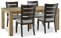  Ensemble de salle à manger Logan 5 pièces avec table, rallonge de 72 po à 108 po (L) et 4 chaises - chêne naturel et noir rustique