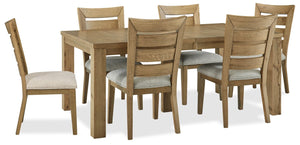 Ensemble de salle à manger Logan 7 pièces avec table, rallonge de 72 po à 108 po (L) et 6 chaises - chêne naturel