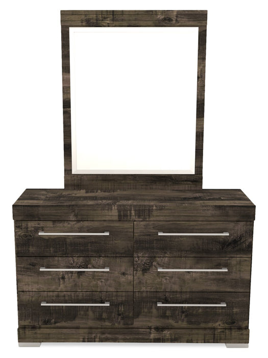 Ensemble de chambre à coucher Riley 5 pièces avec lit à panneaux, commode et miroir, fabriqué au Canada, gris - format lit simple