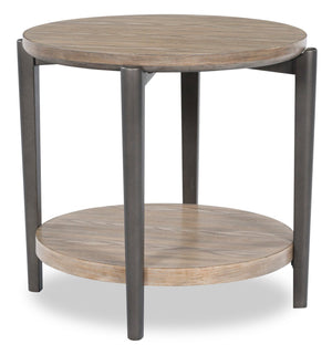 Table de bout ronde moderne Lloyd de 27 po avec tablette - gris-brun