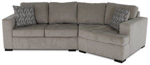 Sofa sectionnel de droite Legend 2 pièces en chenille avec fauteuil enveloppant - platine 