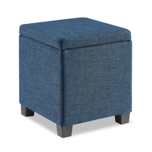 Pouf de rangement carré Ottawa de 14,75 po en tissu - bleu marine