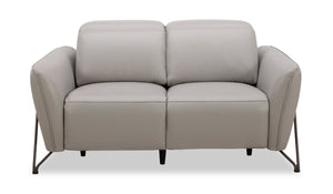 Causeuse à inclinaison électrique Riviera en cuir véritable de qualité supérieure - gris clair