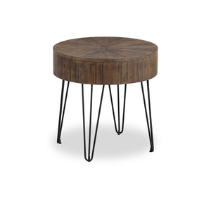 Table de bout ronde rustique Sol de Kort & Co. de 24 po en pin massif - brune