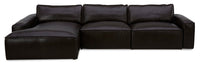  Sofa sectionnel modulaire de gauche Sedona 3 pièces en cuir véritable - chocolat