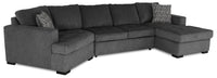  Sofa-lit sectionnel de gauche Legend 3 pièces en chenille avec fauteuil enveloppant et fauteuil long - poivre