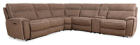  Sofa sectionnel à inclinaison électrique Newport de Cindy Crawford Home 6 pièces en suédine taupe avec appuie-têtes électriques et port USB