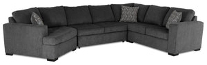 Sofa-lit sectionnel de gauche Legend 4 pièces en chenille avec fauteuil enveloppant - poivre