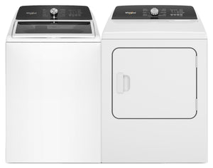 Laveuse à chargement par le haut de 5,3 pi3 avec robinet intégré et sécheuse électrique de 7 pi3 avec vapeur de Whirlpool
