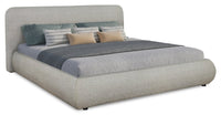  Luka Upholstered Platform Bed in Grey Vegan-Leather Fabric, Modern - King Size