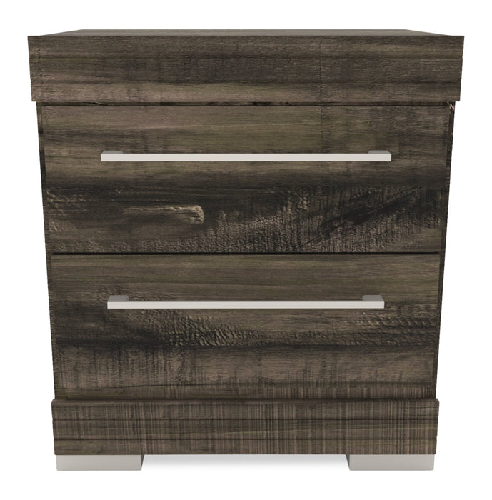 Ensemble de chambre à coucher Riley 6 pièces avec lit à panneaux, commode, miroir et table de nuit, fabriqué au Canada, gris - format lit simple
