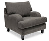 Fauteuil Nofia de 36 po fabriqué au Canada en tissu de chenille avec pattes en bois - gris anthracite